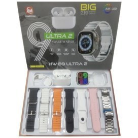 پک ساعت هوشمند الترا مدل HW-89 ULTRA2 با ۷ بند متنوع و ایرپاد پرو